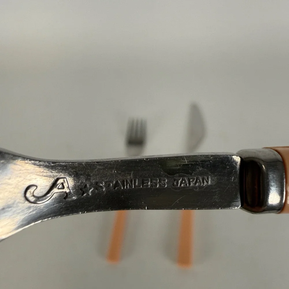 Vintage Anacapa Pink Melamine Stainless Silverware MIX Set of 3 FORK BUTTERKNIFE